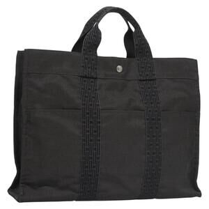 HERMES Her Line MM Hand Bag Canvas Gray